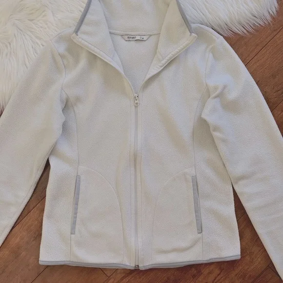 Old Navy White/Cream Fleece Jacket with Gray Trim - Picture 6 of 9